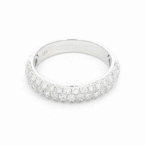 14K White Gold Classic Pav Diamond Ring