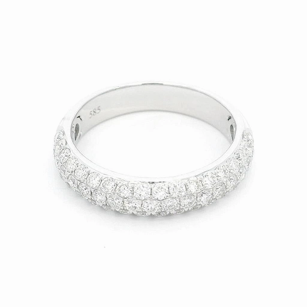 14K White Gold Classic Pav Diamond Ring
