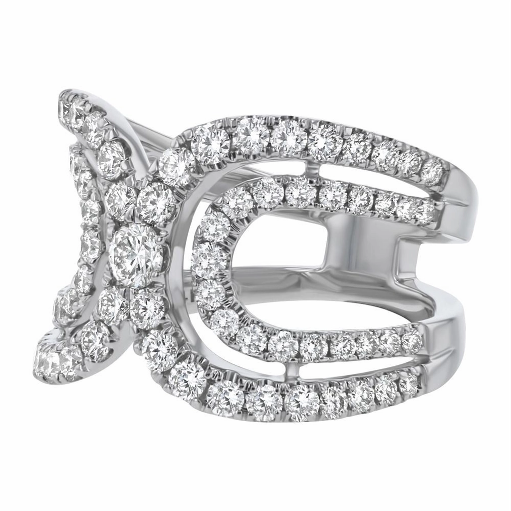 14K White Gold Contemporary Diamond Ring