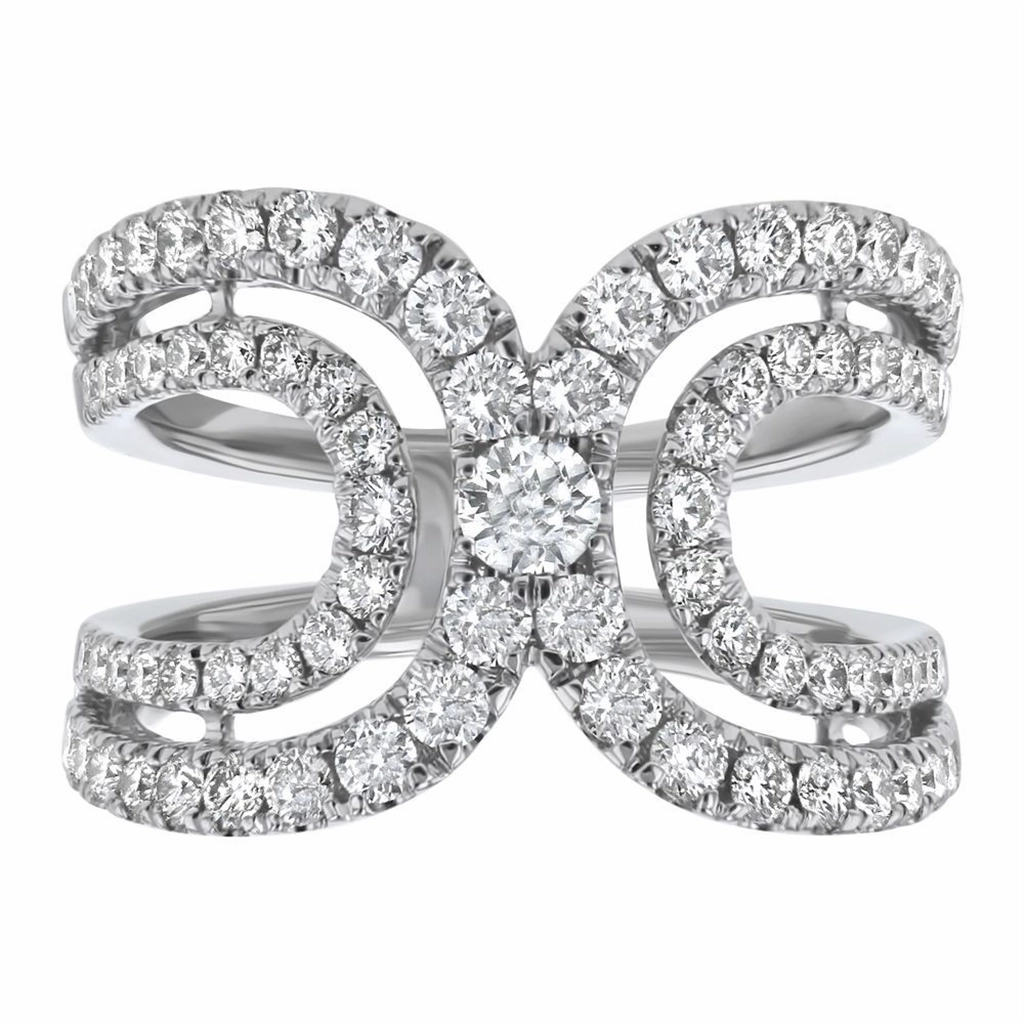 14K White Gold Contemporary Diamond Ring