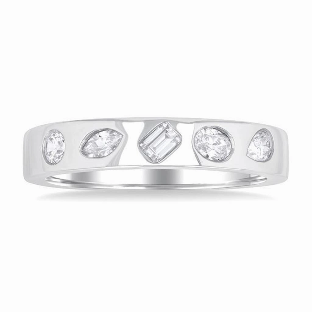 14K White Gold Contemporary Diamond Ring