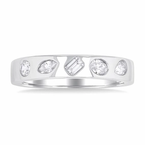 14K White Gold Contemporary Diamond Ring