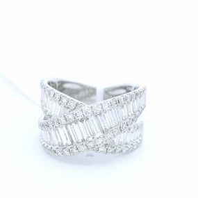14K White Gold Contemporary Natural Diamonds Ring