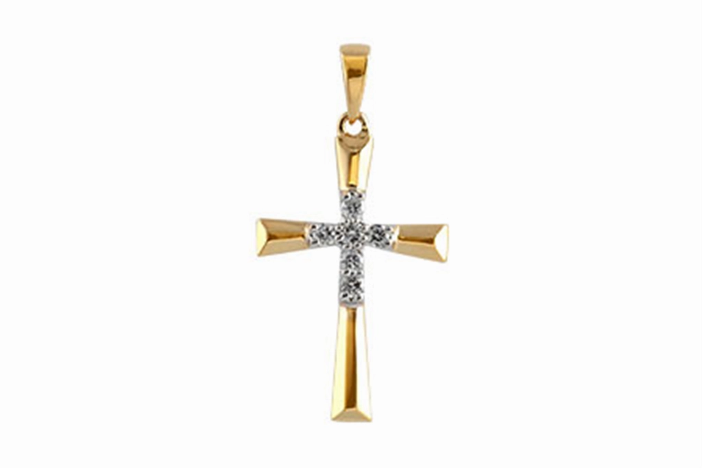 14K White Gold Cross Diamond Pendant