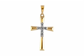 14K White Gold Cross Diamond Pendant