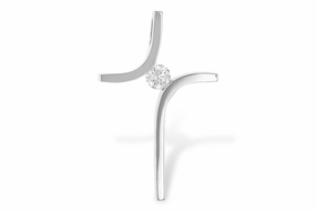 14K White Gold Cross Diamond Pendant