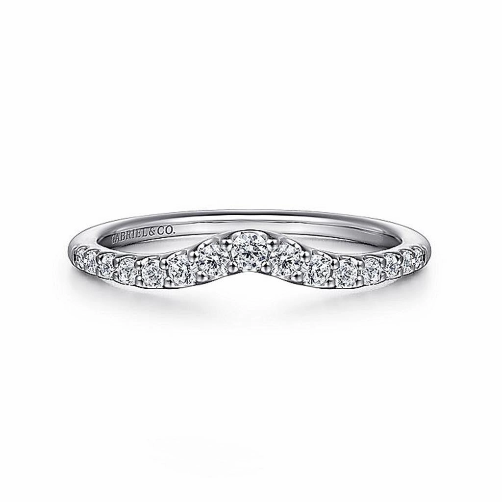 14K White Gold Curved Diamond Anniversary Band