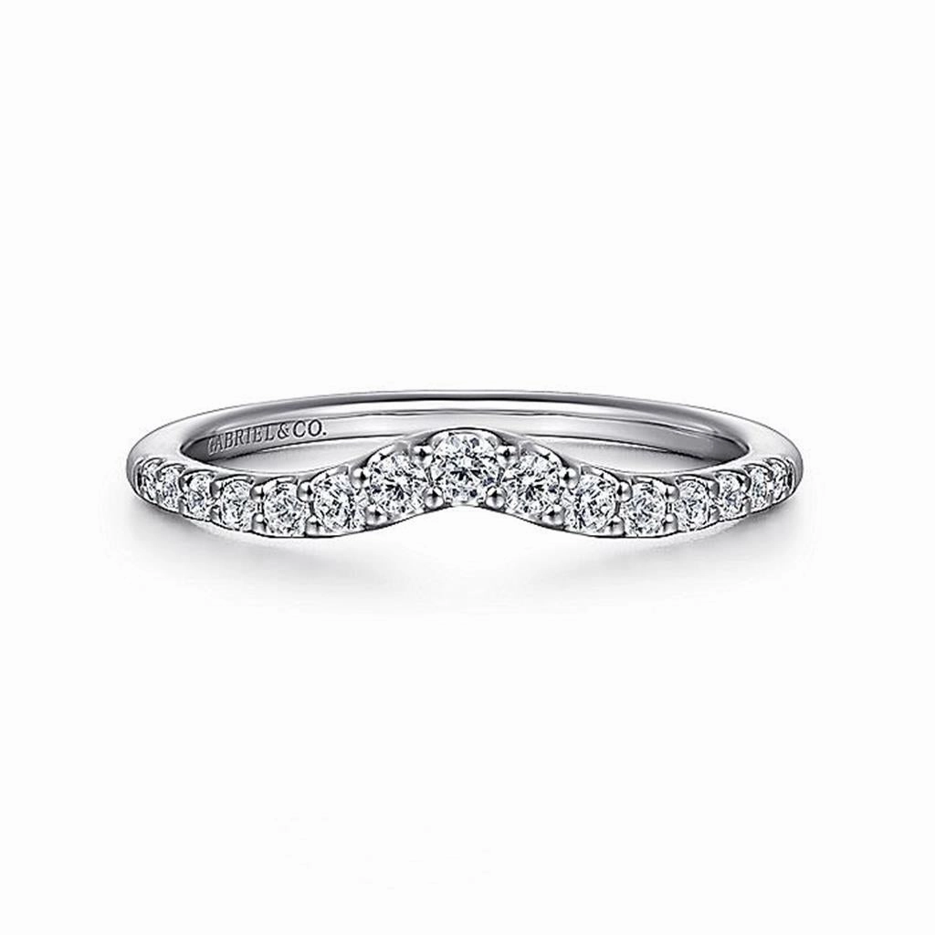 14K White Gold Curved Diamond Anniversary Band