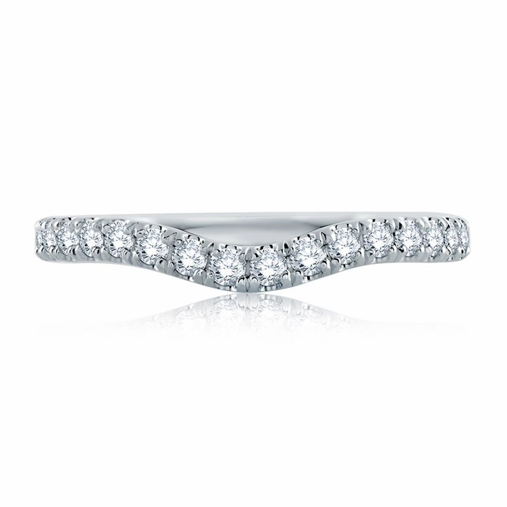 14K White Gold Curved Diamond Band
