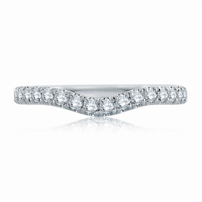 14K White Gold Curved Diamond Band