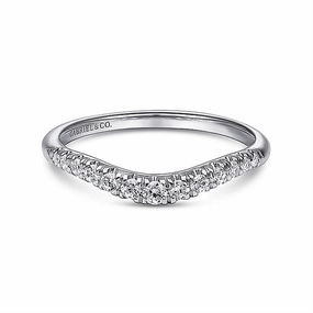 14K White Gold Curved French Pav Diamond Wedding Band