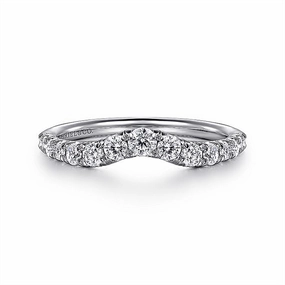 14K White Gold Curved French Pav Diamond Wedding Band