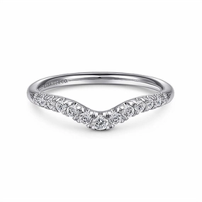 14K White Gold Curved French Pav Set Diamond Wedding Band