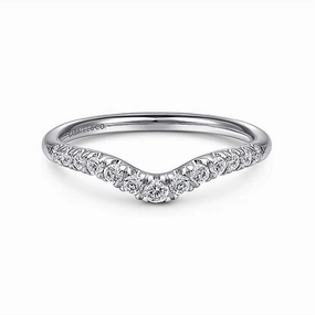 14K White Gold Curved French Pav Set Diamond Wedding Band