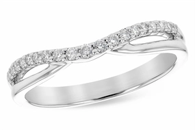 14K White Gold Curved Natural Diamonds Band