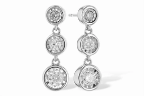 14K White Gold Dangle Natural Diamonds Earrings