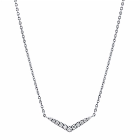 14K White Gold Diamond Bar Necklace
