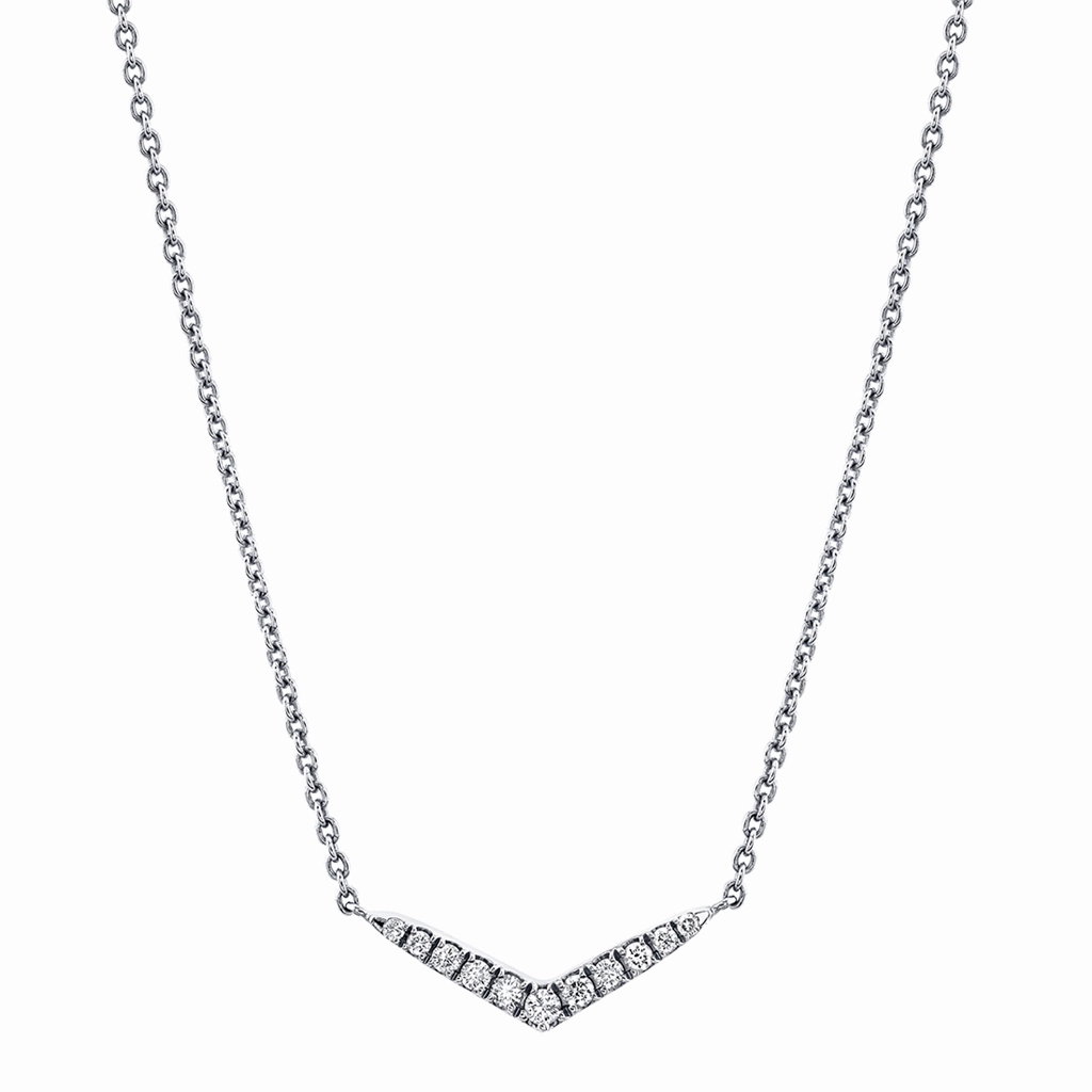 14K White Gold Diamond Bar Necklace