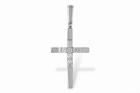 14K White Gold Diamond Cross Pendant