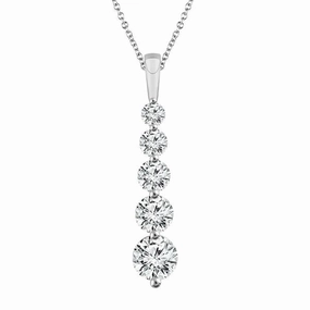 14K White Gold Diamond Drop Pendant Necklace