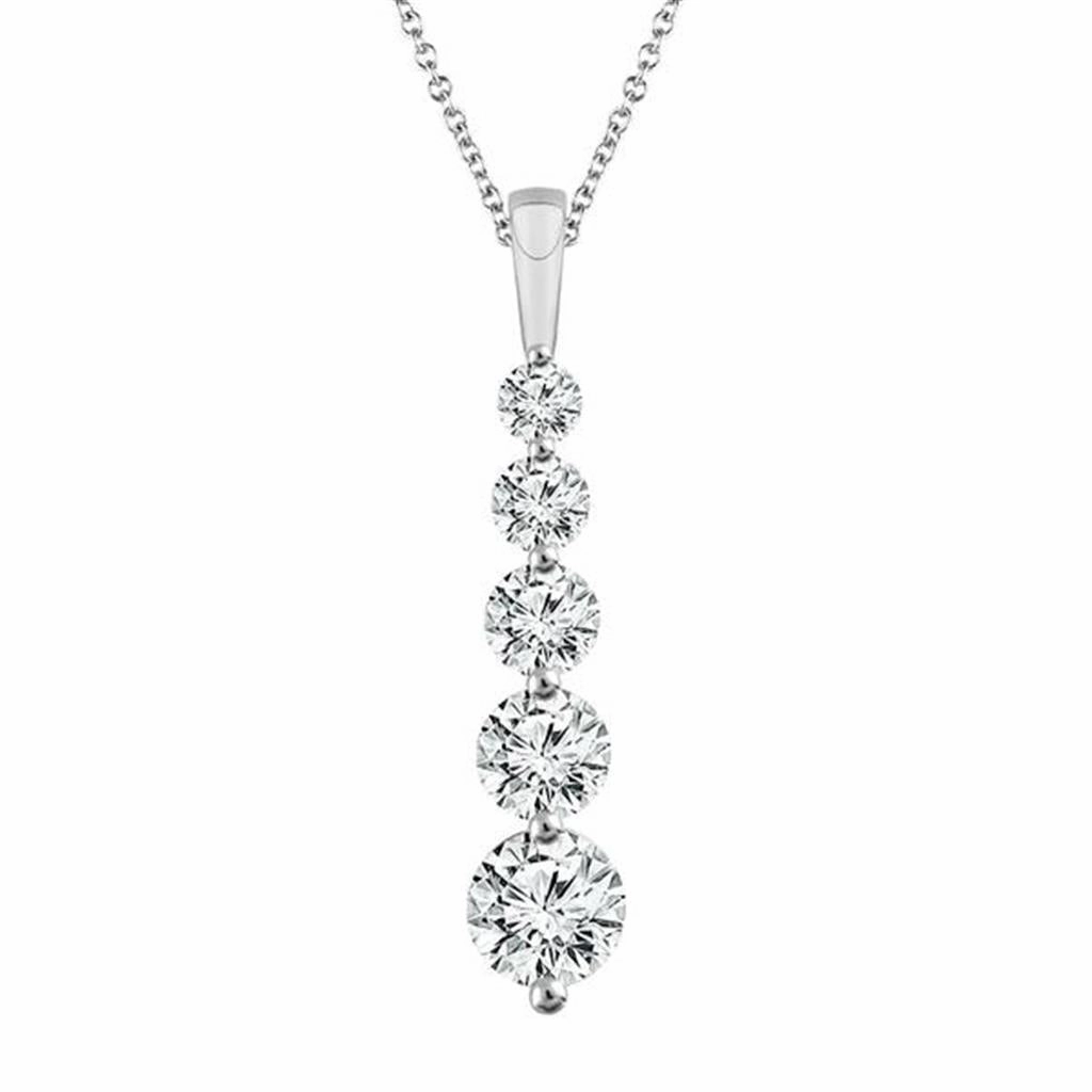 14K White Gold Diamond Drop Pendant Necklace