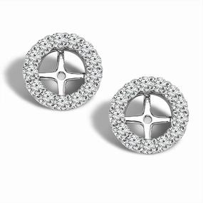 14K White Gold Diamond Earring Jackets
