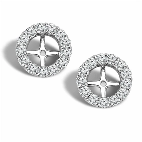 14K White Gold Diamond Earrings Jackets