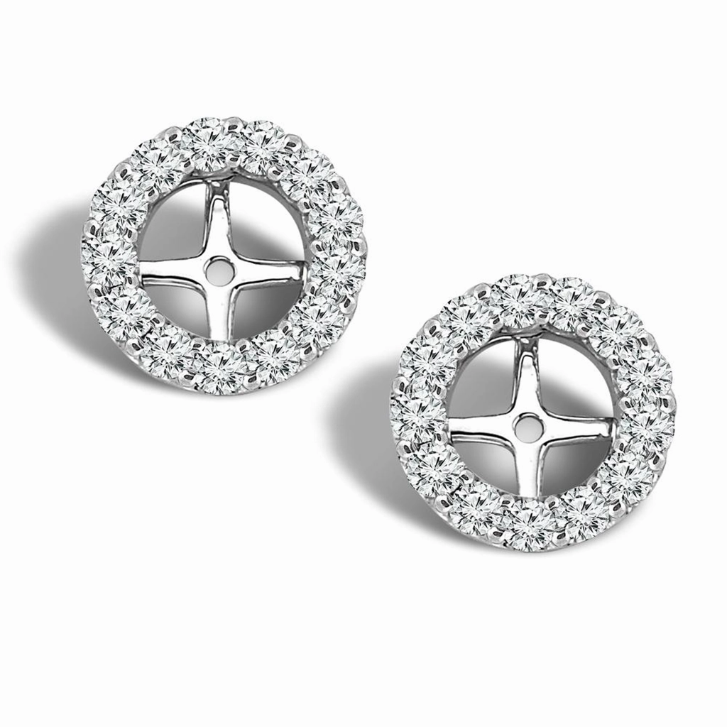 14K White Gold Diamond Earrings Jackets