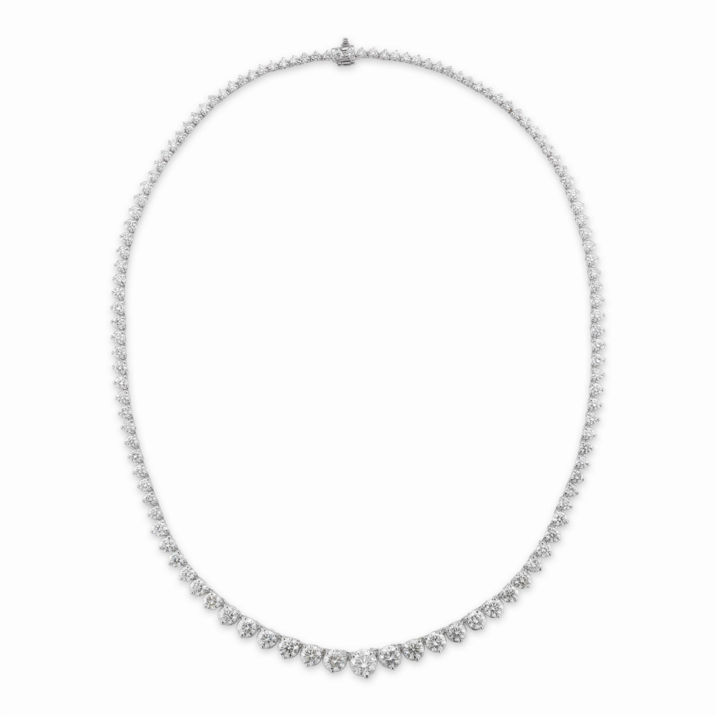 14K White Gold Diamond Riviera Necklace