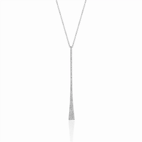 14K White Gold Drop Bar Diamond Necklace