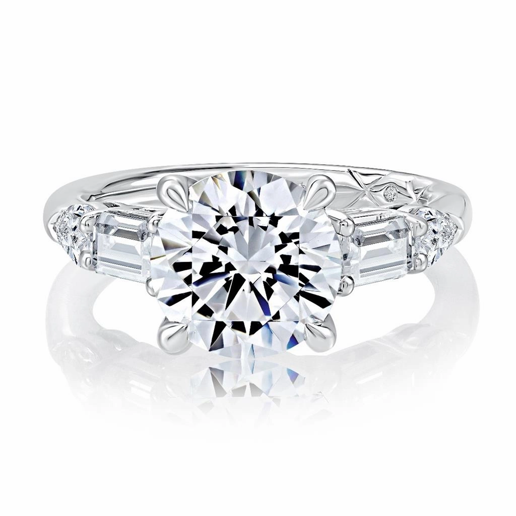 14K White Gold Five Stone Diamond Engagement Ring