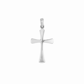 14K White Gold Flare Edged Cross Pendant