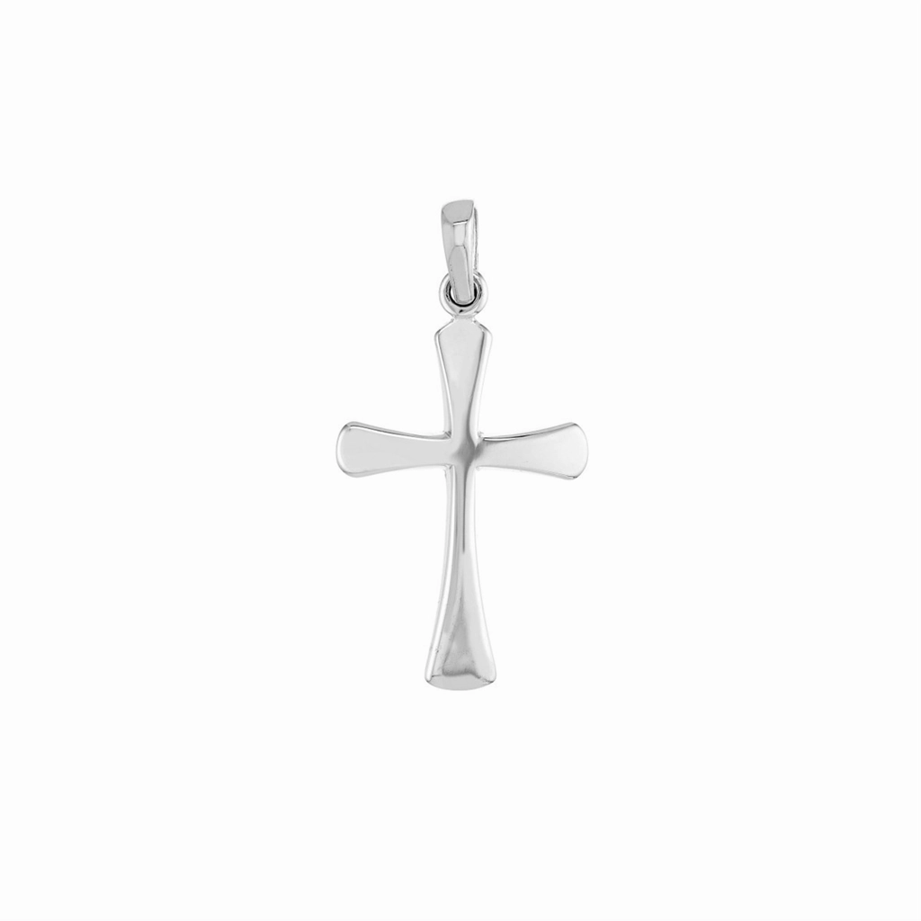 14K White Gold Flare Edged Cross Pendant