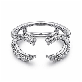 14K White Gold French Pav Set Diamond Ring Enhancer