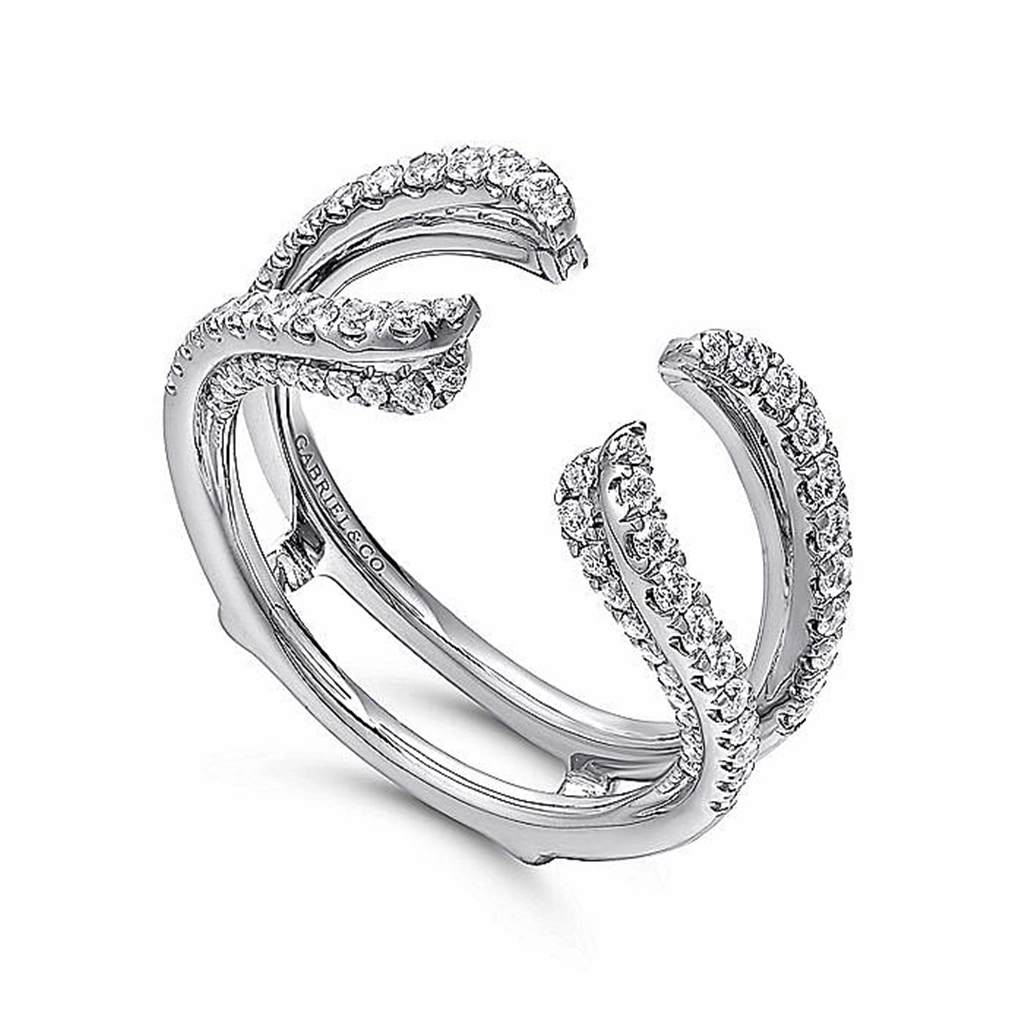 14K White Gold French Pav Set Diamond Ring Enhancer