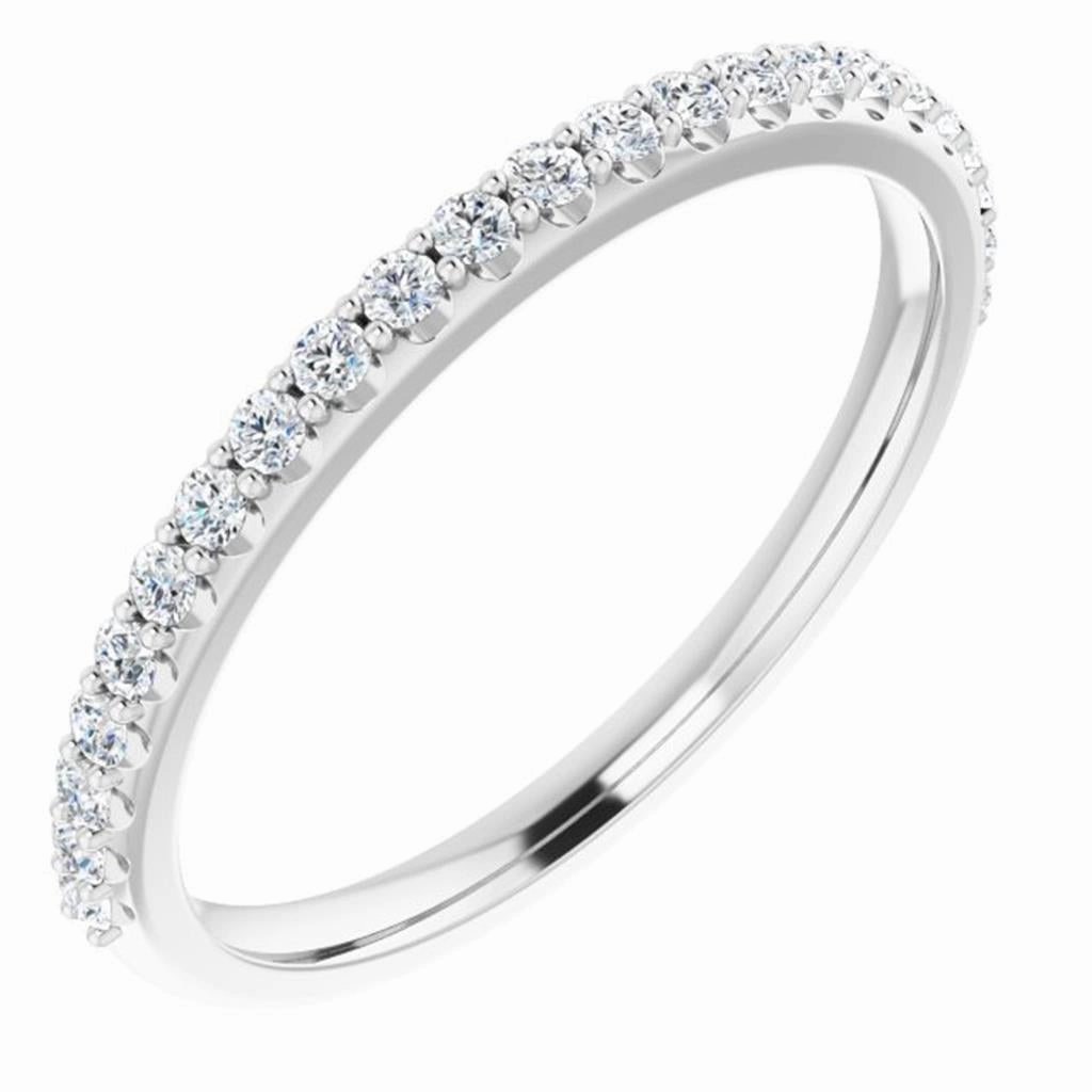 14K White Gold Half Anniversary Natural Diamonds Band