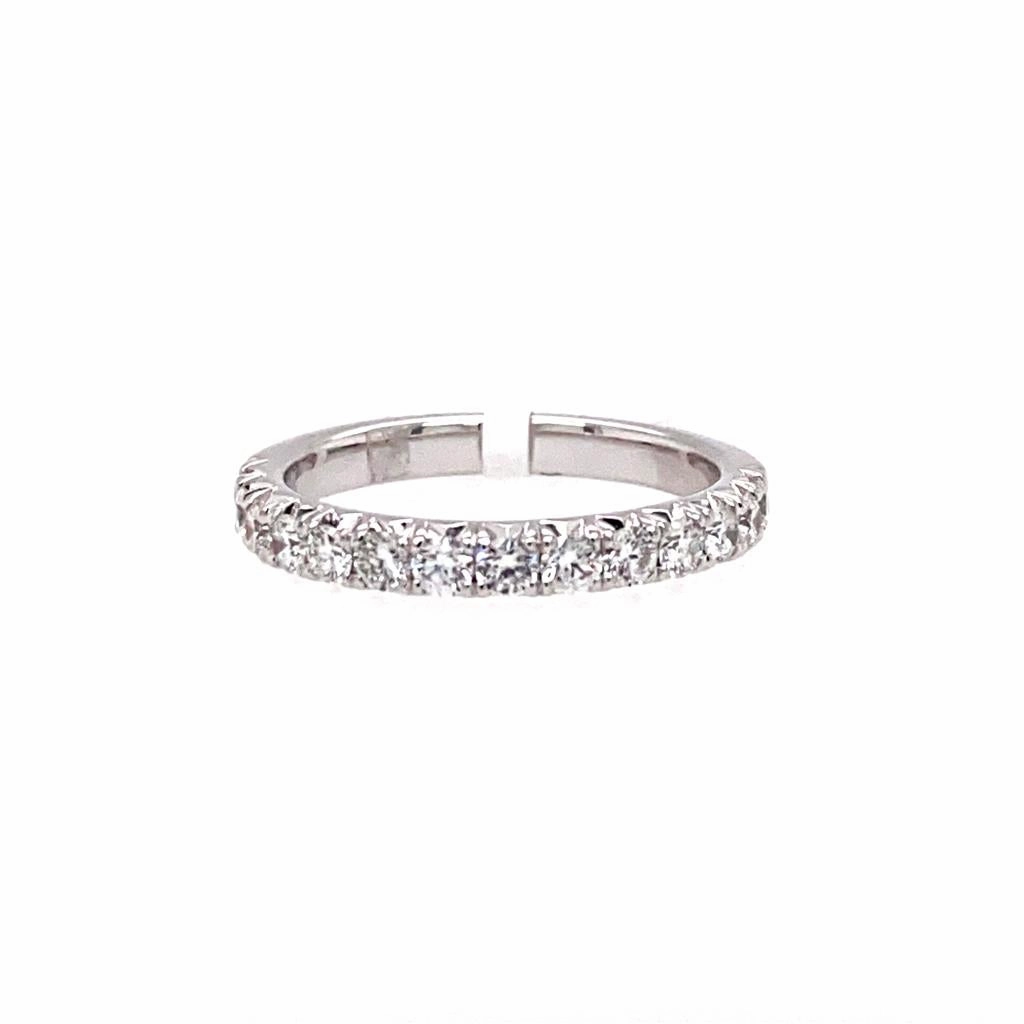 14K White Gold Half Anniversary Natural Diamonds Band