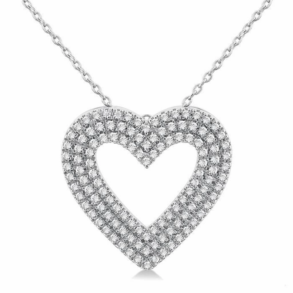 14K White Gold Heart Diamond Pendant