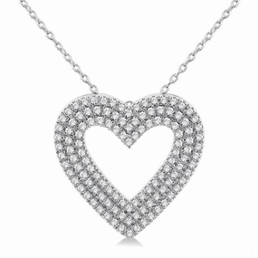 14K White Gold Heart Diamond Pendant