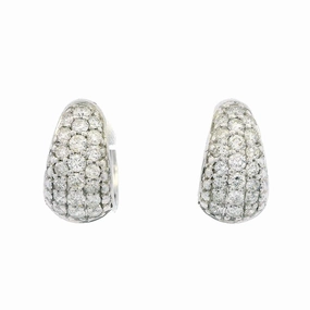 14K White Gold Huggie Diamond Pav Earring