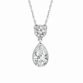 14K White Gold Lab Grown Diamonds Drop Necklace