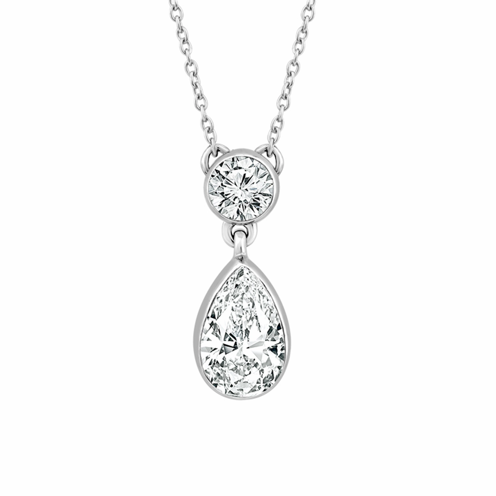 14K White Gold Lab Grown Diamonds Drop Necklace