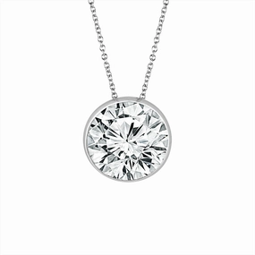 14K White Gold Lab Grown Diamonds Solitaire Pendant Necklace