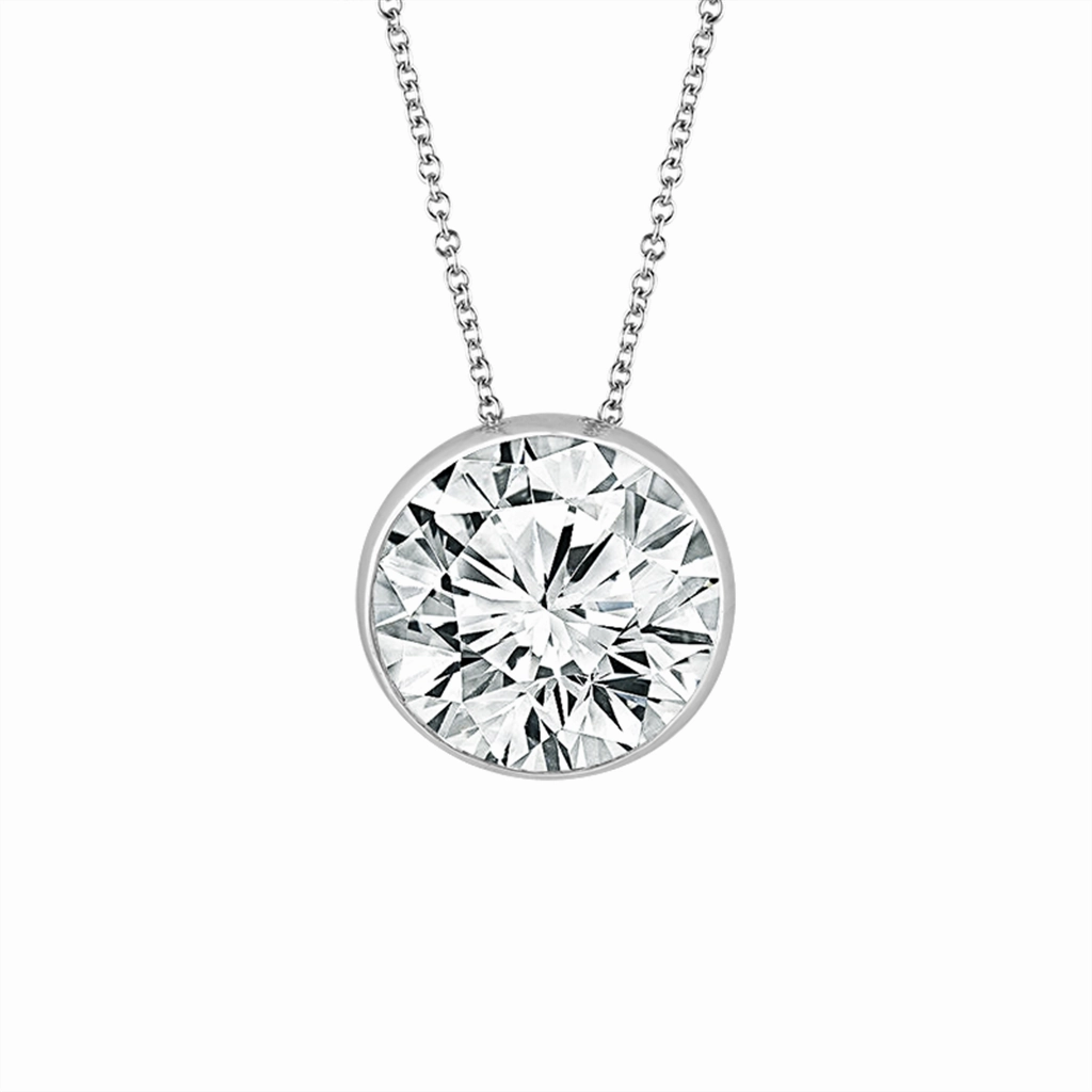 14K White Gold Lab Grown Diamonds Solitaire Pendant Necklace