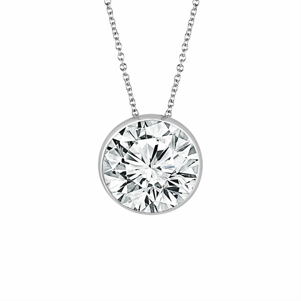 14K White Gold Lab Grown Diamonds Solitaire Pendant Necklace