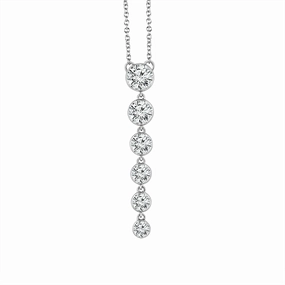 14K White Gold Lab Grown Graduating Diamonds Drop Pendant