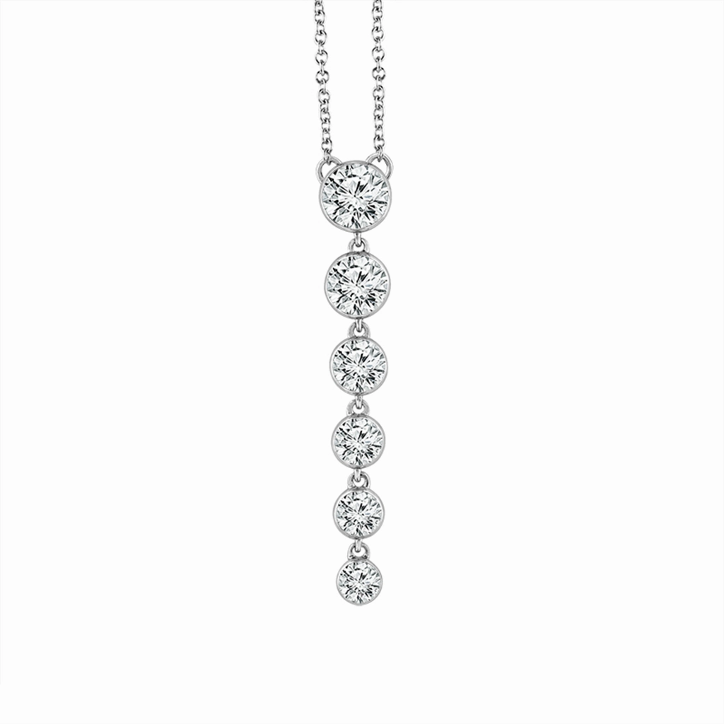 14K White Gold Lab Grown Graduating Diamonds Drop Pendant