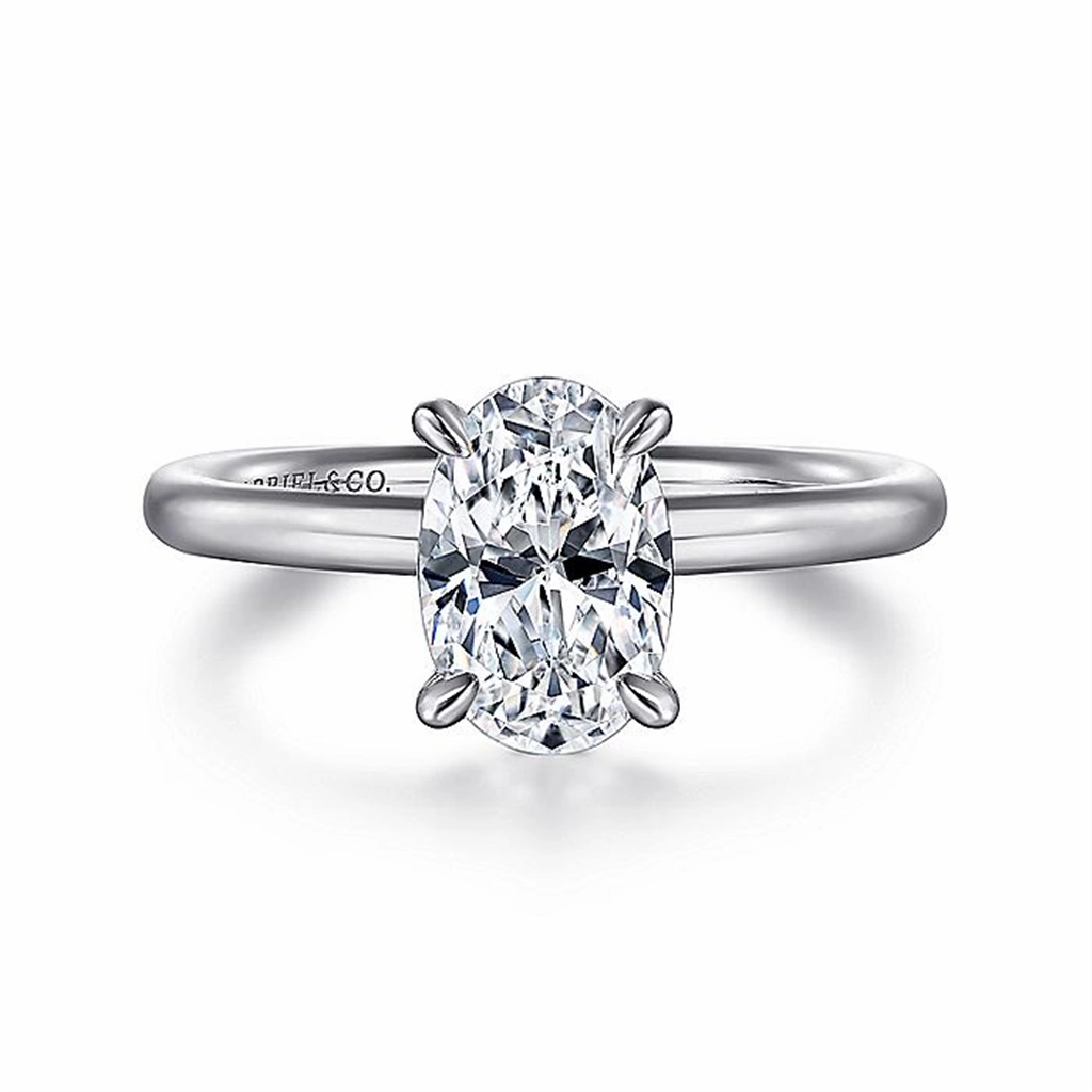 14K White Gold Lark Oval Solitaire Engagement Ring