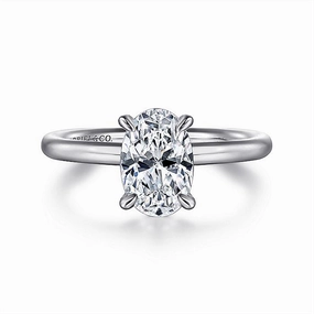 14K White Gold Lark Oval Solitaire Engagement Ring