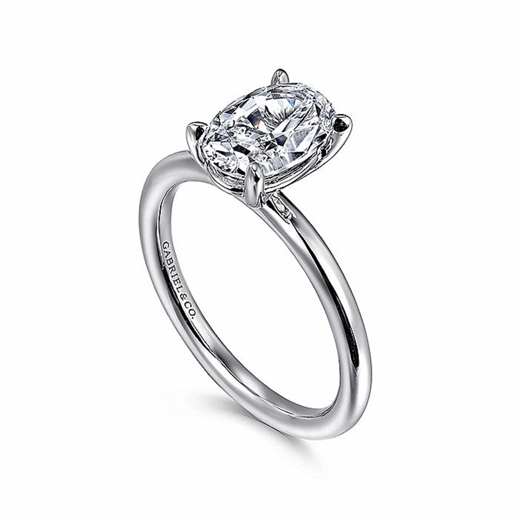 14K White Gold Lark Oval Solitaire Engagement Ring